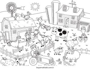 Çiftlik Hayvanları boyama sayfası – boyama çalışması, yaratıcılığı geliştirir