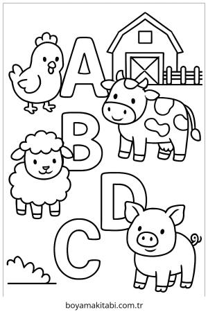 Çiftlik Hayvanları boyama sayfası – renkli çizimler, okul öncesi