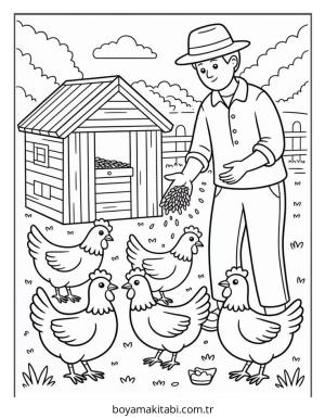 Çiftlik boyama sayfası – eğlenceli etkinlik, el becerilerini geliştirir