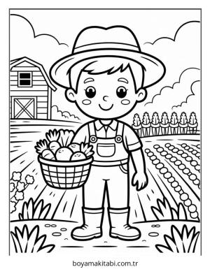 Çiftlik boyama sayfası – sevimli karakter, sanatsal çalışma