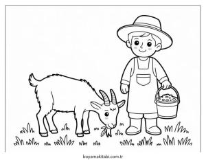 Çiftlik boyama sayfası – basit çizim, kolay boyama
