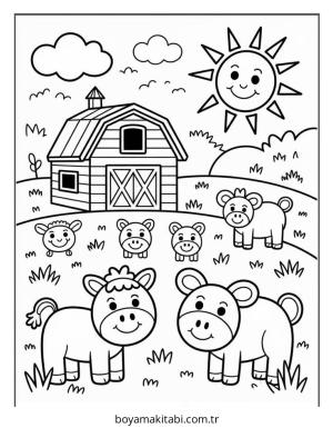 Çiftlik boyama sayfası – yaratıcılık, eğlenceli etkinlik