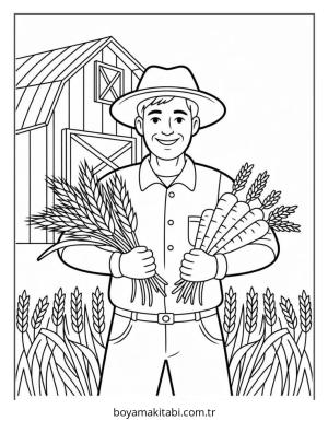 Çiftlik boyama sayfası – renkli çizimler, okul öncesi