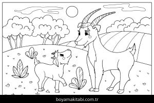 Çiftlik boyama sayfası,  coloring page, , Goats In The Farm