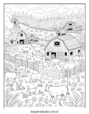 Çiftlik boyama sayfası – eğitici aktivite, yaratıcılık