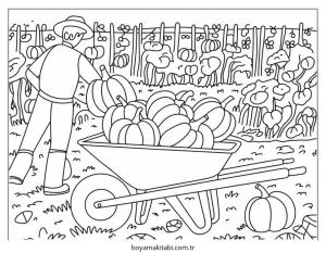 Çiftlik boyama sayfası – çocuklar için, çizgi film temalı