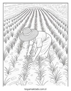 Çiftlik boyama sayfası – sevimli karakter, sanatsal çalışma