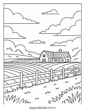 Çiftlik boyama sayfası – boyama etkinliği, çocuk aktivitesi