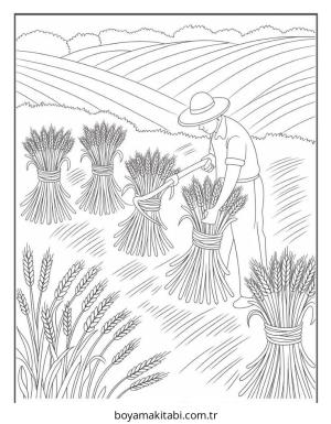 Çiftlik boyama sayfası – basit çizim, kolay boyama