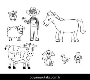 Çiftlik boyama sayfası,  coloring page, , Free Farm Animal