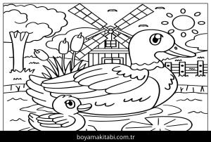 Çiftlik boyama sayfası,  coloring page, , Ducks In The Farm