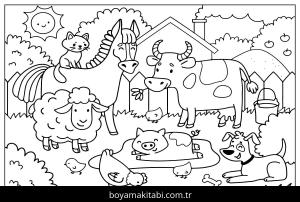 Çiftlik boyama sayfası,  coloring page, , Animals Farm Doodle Farm