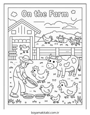 Çiftlik boyama sayfası – yaratıcılığı geliştirir, keyifli zaman
