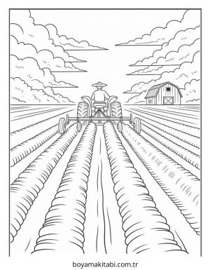 Çiftlik boyama sayfası – el becerilerini geliştirir, boyama çalışması