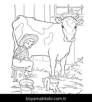 Çiftlik boyama sayfası,  coloring page, , Milking Cow