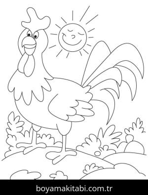 Çiftlik boyama sayfası,  coloring page, , Funny Rooster Farm Animal