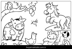 Çiftlik boyama sayfası,  coloring page, , Cow And Horse Doodle Farm Animals