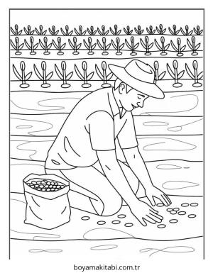 Çiftlik boyama sayfası – sanatsal çalışma, çocuklar için