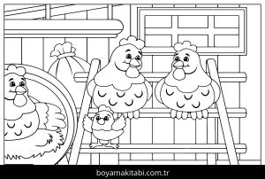 Çiftlik boyama sayfası,  coloring page, , Chicken Farm