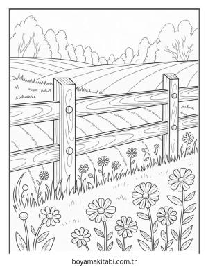Çiftlik boyama sayfası – el becerilerini geliştirir, boyama çalışması