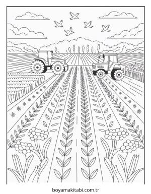 Çiftlik boyama sayfası – boyama çalışması, yaratıcılığı geliştirir