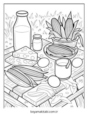 Çiftlik boyama sayfası – sanatsal çalışma, çocuklar için