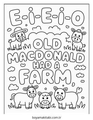 Çiftlik boyama sayfası – sevimli karakter, sanatsal çalışma