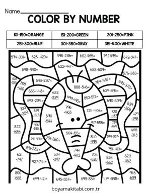 Çıkarma Yöntemiyle Renklendirme boyama sayfası – yaratıcılığı geliştirir, keyifli zaman