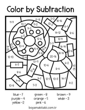 Çıkarma Yöntemiyle Renklendirme boyama sayfası – boyama etkinliği, çocuk aktivitesi