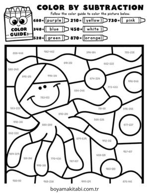 Çıkarma Yöntemiyle Renklendirme boyama sayfası – boyama çalışması, yaratıcılığı geliştirir