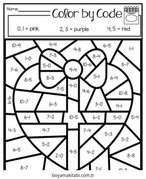 Çıkarma Yöntemiyle Renklendirme boyama sayfası – sanatsal çalışma, çocuklar için