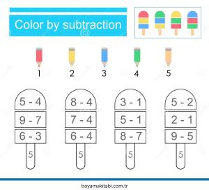 Çıkarma Yöntemiyle Renklendirme boyama sayfası – ücretsiz yazdır, boyama etkinliği