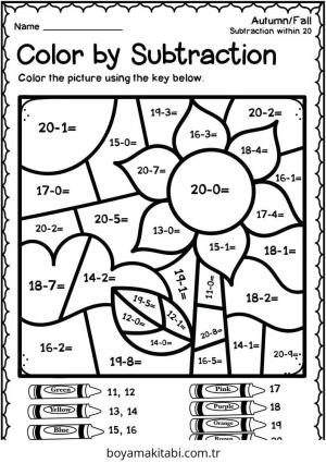 Çıkarma Yöntemiyle Renklendirme Boyama Sayfaları