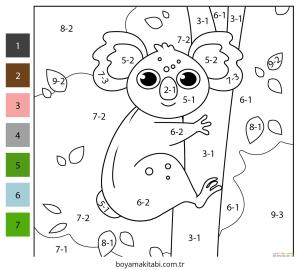 Çıkarma Yöntemiyle Renklendirme boyama sayfası – eğlenceli etkinlik, el becerilerini geliştirir