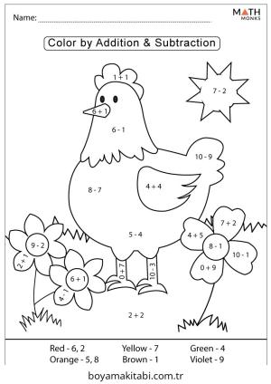 Çıkarma Yöntemiyle Renklendirme boyama sayfası – kolay boyama, eğitici aktivite
