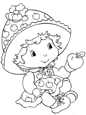 Çilek Kız boyama sayfası,  coloring page, Küçük Çilekli Pasta, 