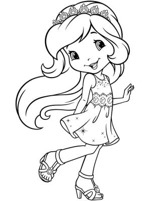 Çilek Kız boyama sayfası,  coloring page, Güzel Çilekli Pasta, 