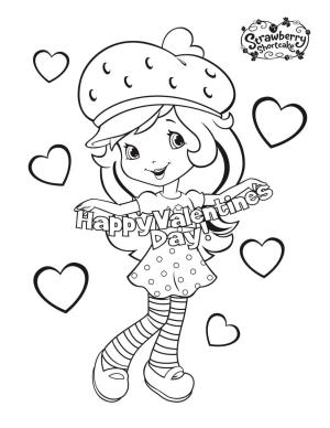 Çilek Kız boyama sayfası,  coloring page, Mutlu Sevgililer Günü Çilekli Pasta, 