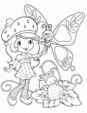 Çilek Kız boyama sayfası,  coloring page, Çilek Kız Ve Kelebek, 