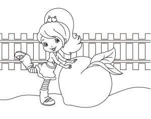 Çilek Kız boyama sayfası,  coloring page, Erikli puding, 