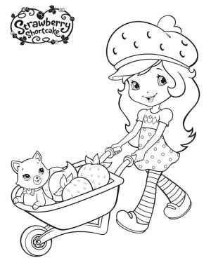 Çilek Kız boyama sayfası,  coloring page, Muhallebi ve Çilekli Pasta, 