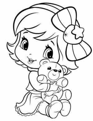 Çilek Kız boyama sayfası,  coloring page, Oyuncak Ayı ile Bebek Çilek Kız, 