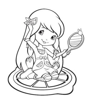 Çilek Kız boyama sayfası,  coloring page, Çilekli Pastadan Limon Beze, 