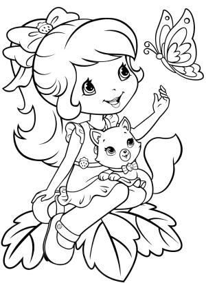 Çilek Kız boyama sayfası,  coloring page, çilek kız Mutlu, 