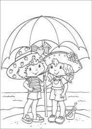 Çilek Kız boyama sayfası,  coloring page, Çilek Kız Ve Sahilde Arkadaş, 