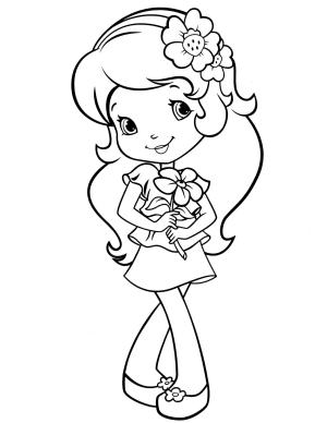 Çilek Kız boyama sayfası,  coloring page, çiçekli çilek Kız, 