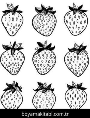 Çilek boyama sayfası – el becerilerini geliştirir, boyama çalışması