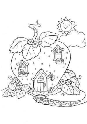 Çilek boyama sayfası,  coloring page, Çilek Evi, 