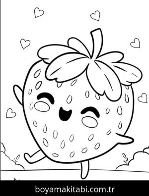Çilek boyama sayfası – sevimli karakter, sanatsal çalışma