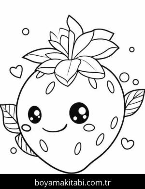 Çilek boyama sayfası – evde etkinlik, ücretsiz yazdır